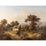 GUIDO HAMPE, LANDSCHAFT MIT WASSERMUEHLE