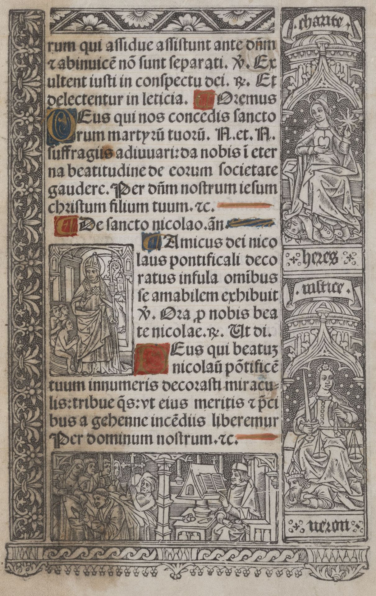 EINZELSEITE AUS EINEM STUNDENBUCH MIT HEILIGEM NIKOLAUS