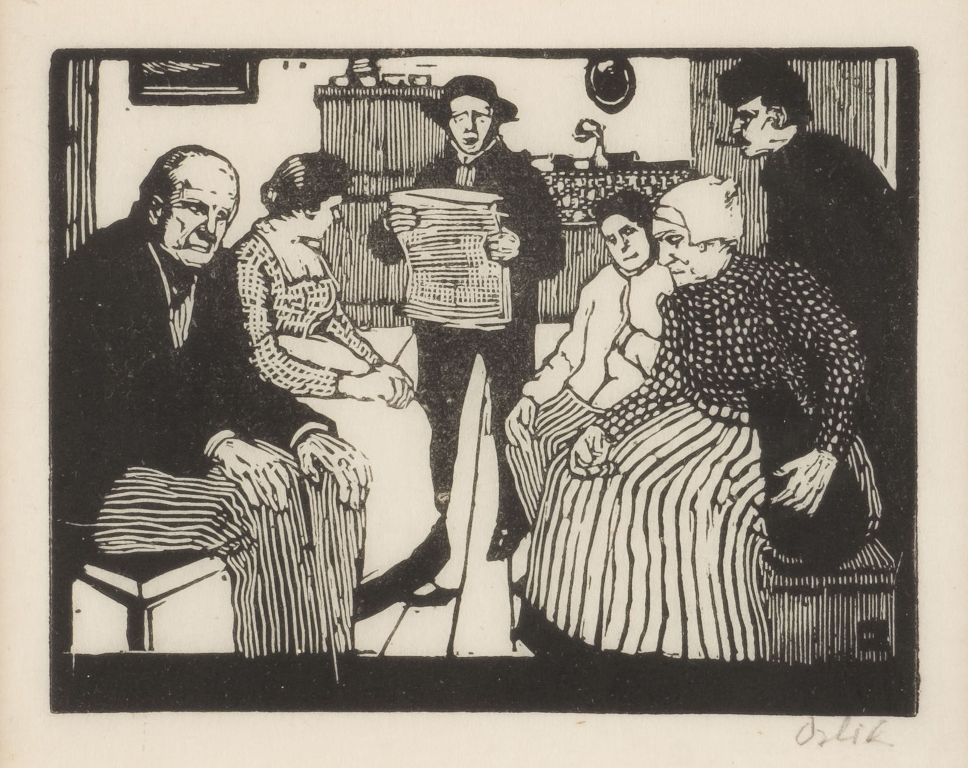 EMIL ORLIK, ZWEI ARBEITEN 'RUTHENEN AUF DER WANDERUNG' UND 'DIE ZEITUNG' - Image 2 of 2