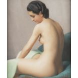 ROBERT LOUIS RAYMOND DUFLOS, FEMME NUE ASSISE SUR UN LIT