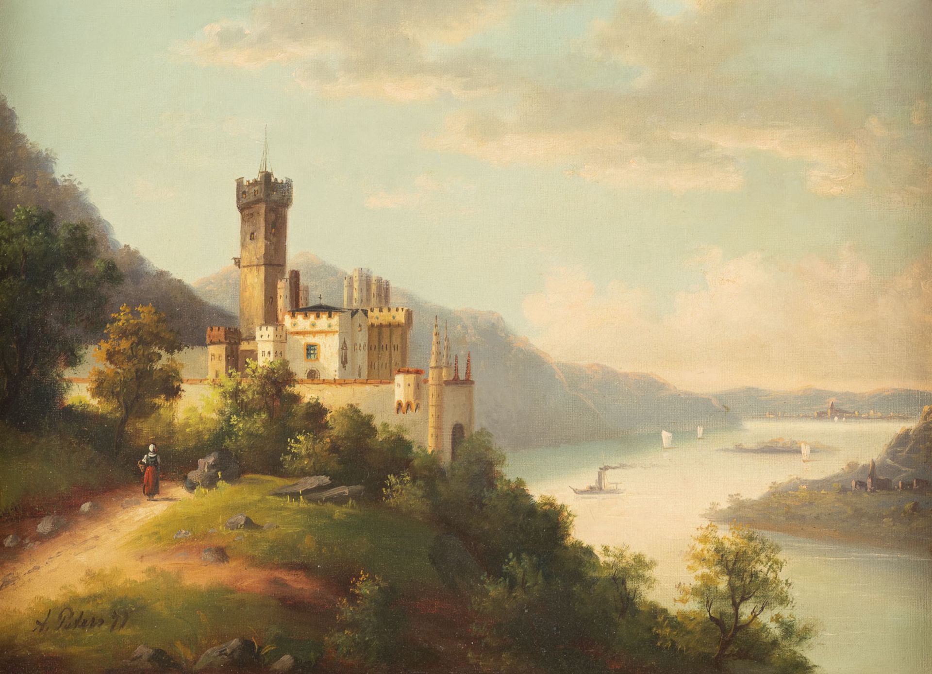 Rheinlandschaft mit Burg (1877)