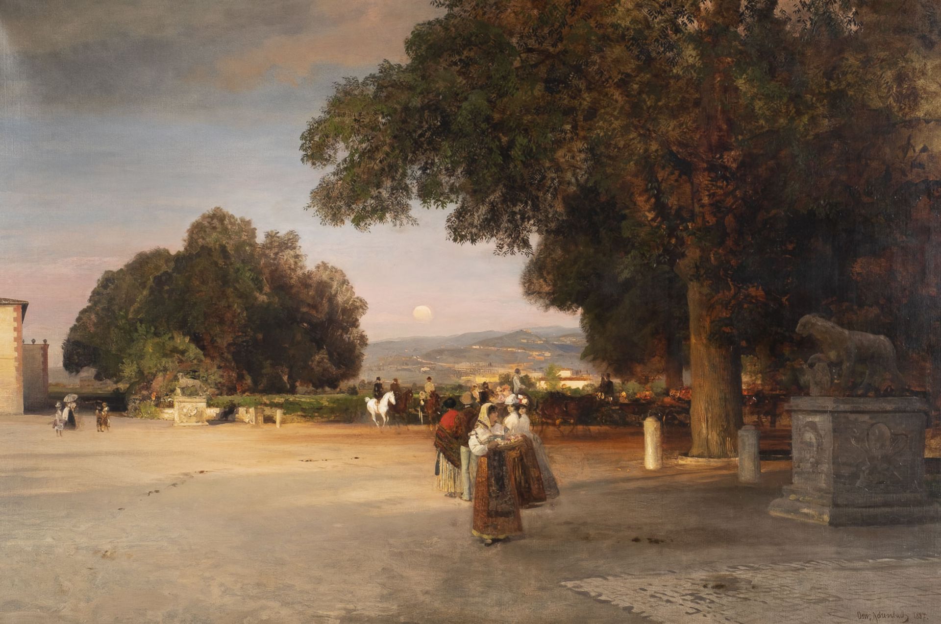 OSWALD ACHENBACH ABENDSTIMMUNG AUF DER TERRASSE EINER RÖMISCHEN VILLA (1887)