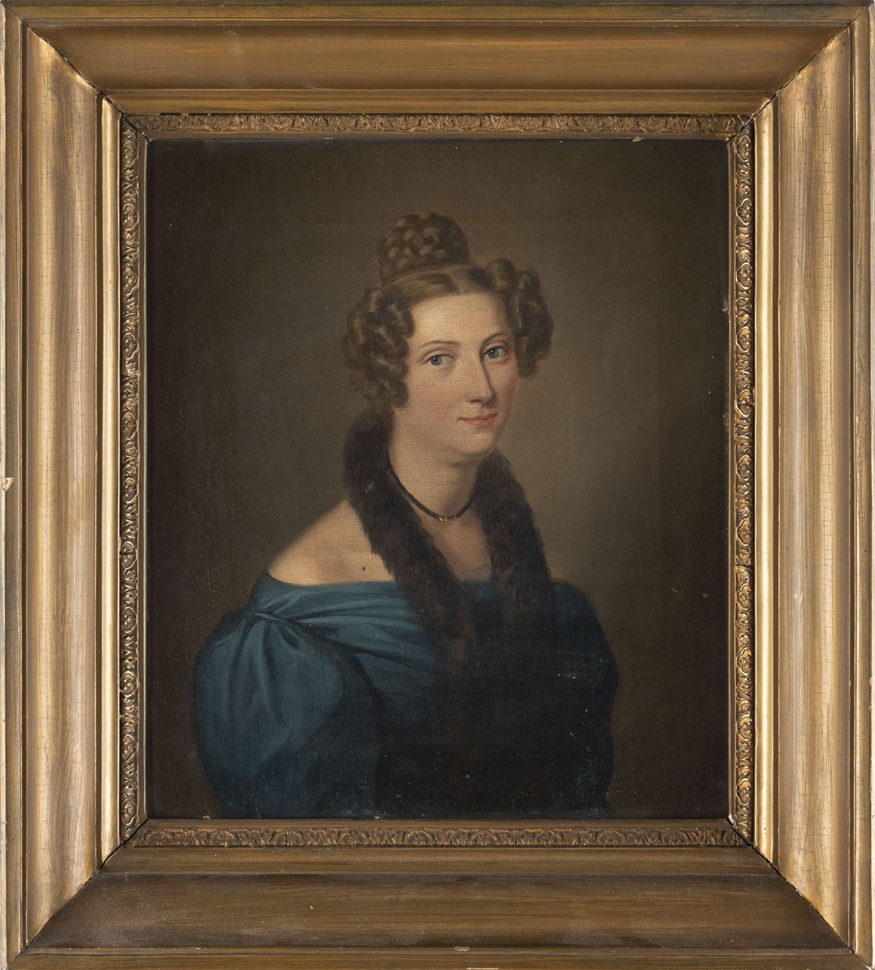 BIEDERMEIER-PORTRAITIST DAME IM BLAUEN KLEID - Image 2 of 2