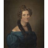 BIEDERMEIER-PORTRAITIST DAME IM BLAUEN KLEID