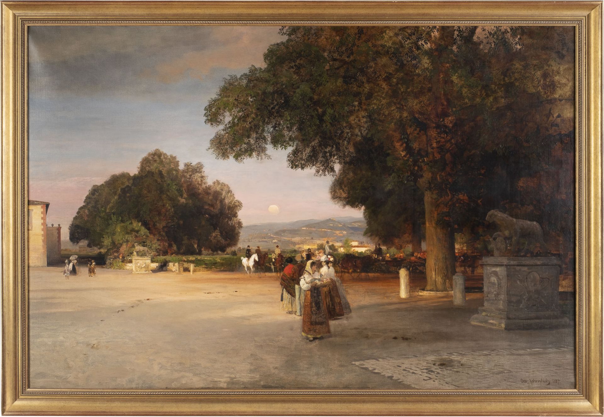 OSWALD ACHENBACH ABENDSTIMMUNG AUF DER TERRASSE EINER RÖMISCHEN VILLA (1887) - Image 2 of 8