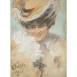 Porträt einer jungen Dame mit Hut