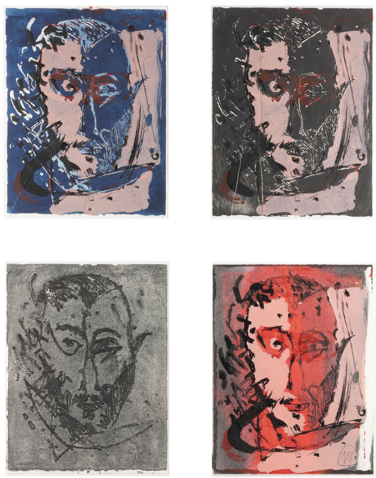 MARKUS LÜPERTZ VIER 'SELBSTPORTRAITS (KRATER UND WOLKE NR. 3)' (1983)