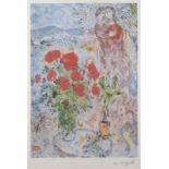 MARC CHAGALL (NACH) 'RED BOUQUET WITH LOVERS'