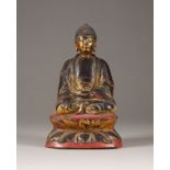 EINE SITZENDE FIGUR VON SHAKYAMUNI AUS BRONZE