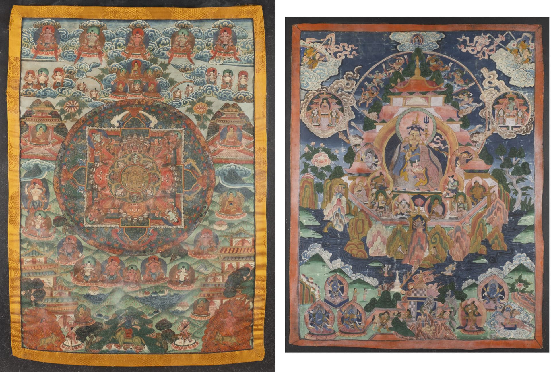 EIN THANGKA DES TARA MANDALA UND EIN THANGKA DES PADMASAMBHAVA