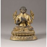 EINE VERGOLDETE SITZENDE FIGUR VON TSONGKHAPA AUS BRONZE