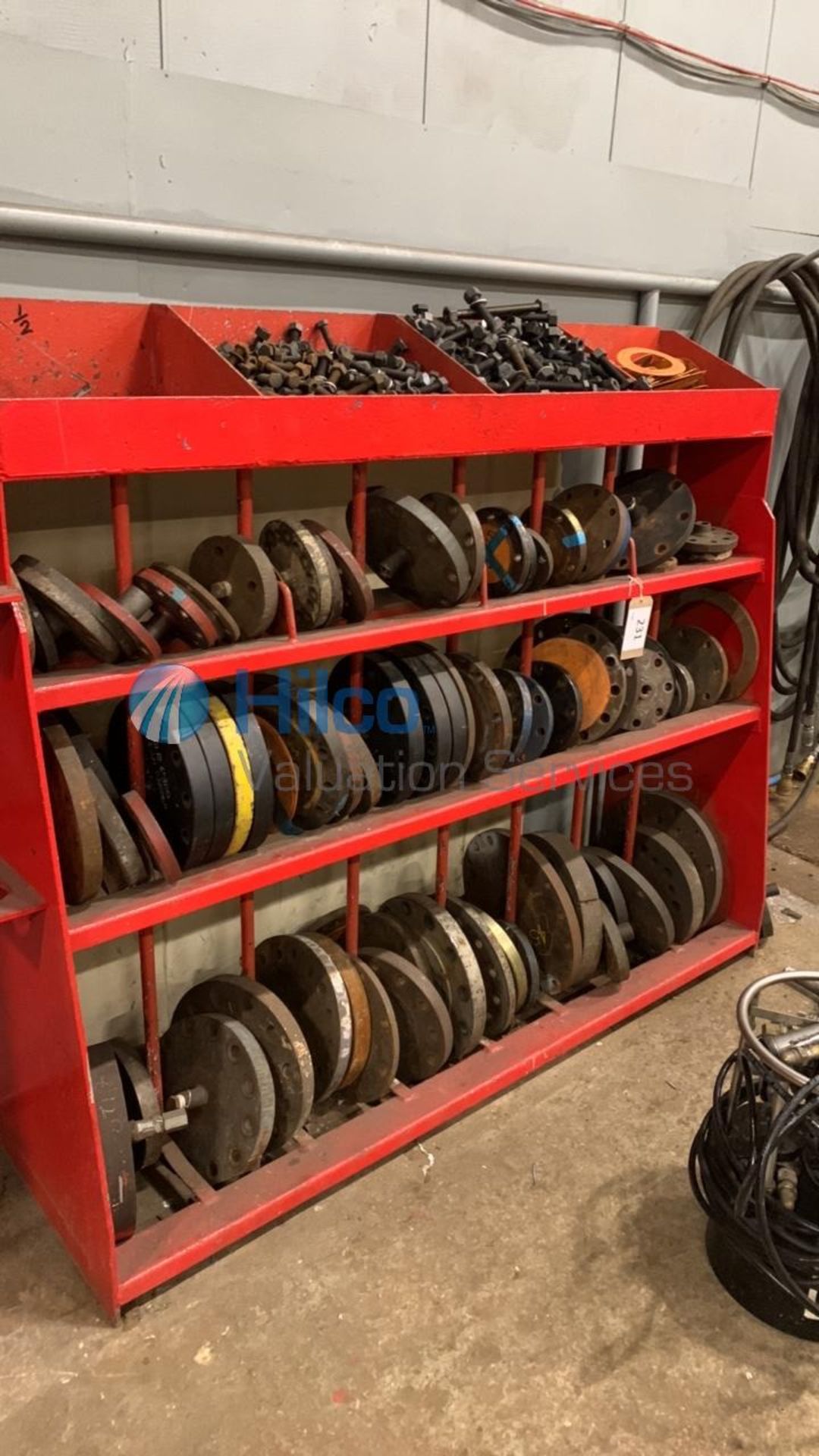 Steel Rack and Contents of Steel Flanges