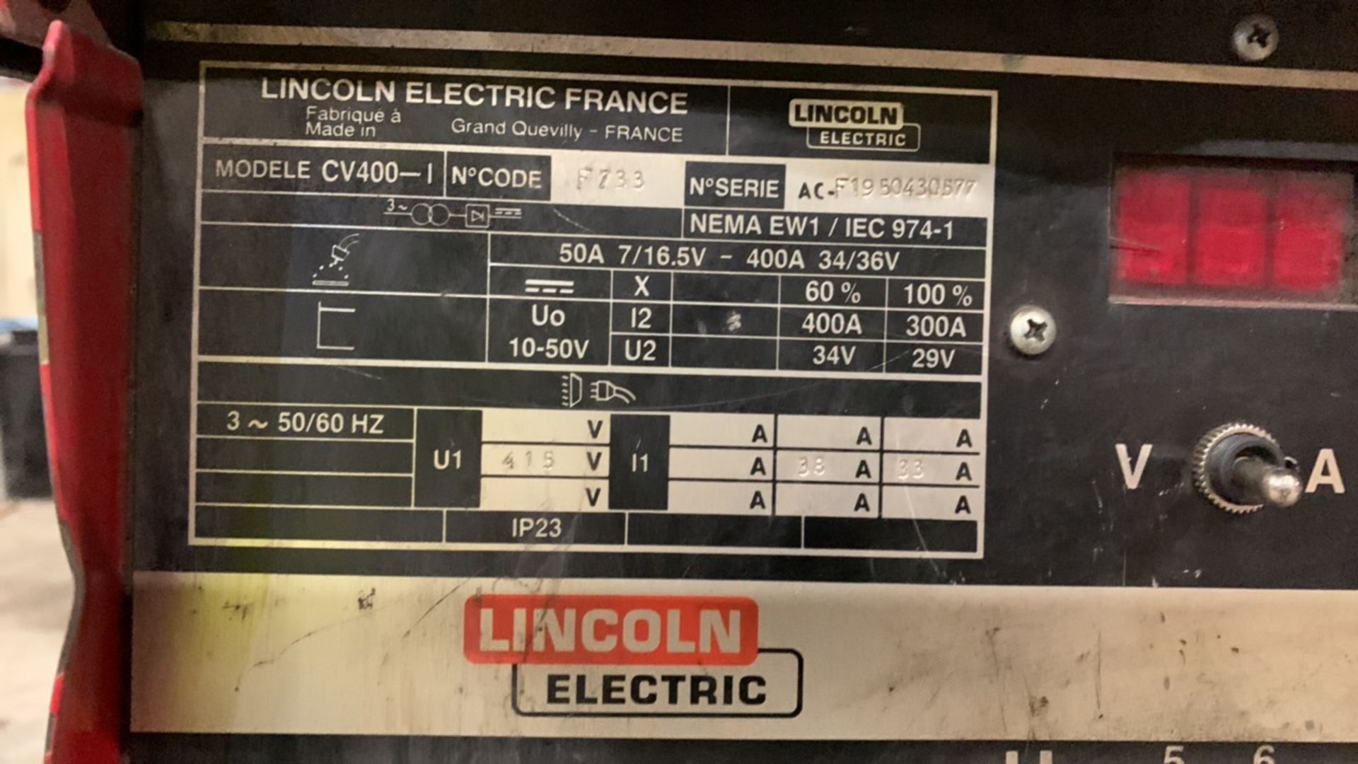 Lincoln Electric Idealarc CV400-I Welder with LN 742 Wire Feed Unit, Parweld Water Recirculation Un - Image 2 of 5