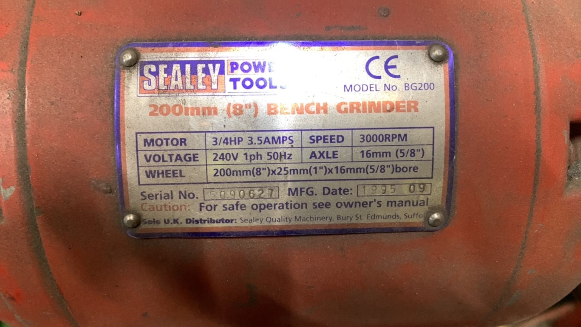 Sealey Power Tools 8" Double Ended Bench Grinder - Image 3 of 3