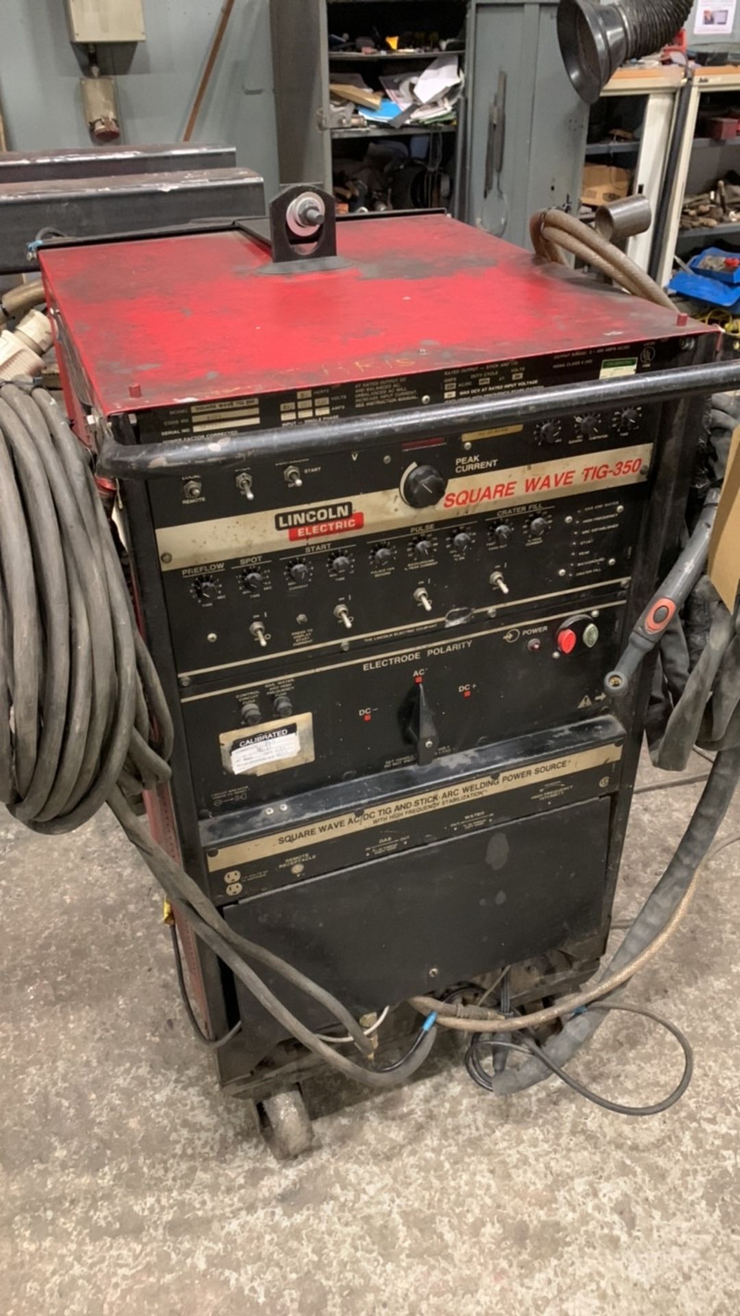 Lincoln Electric Square Wave TIG-350 Welder, Serial No. AC771686 with Parweld Water recirculation Sy