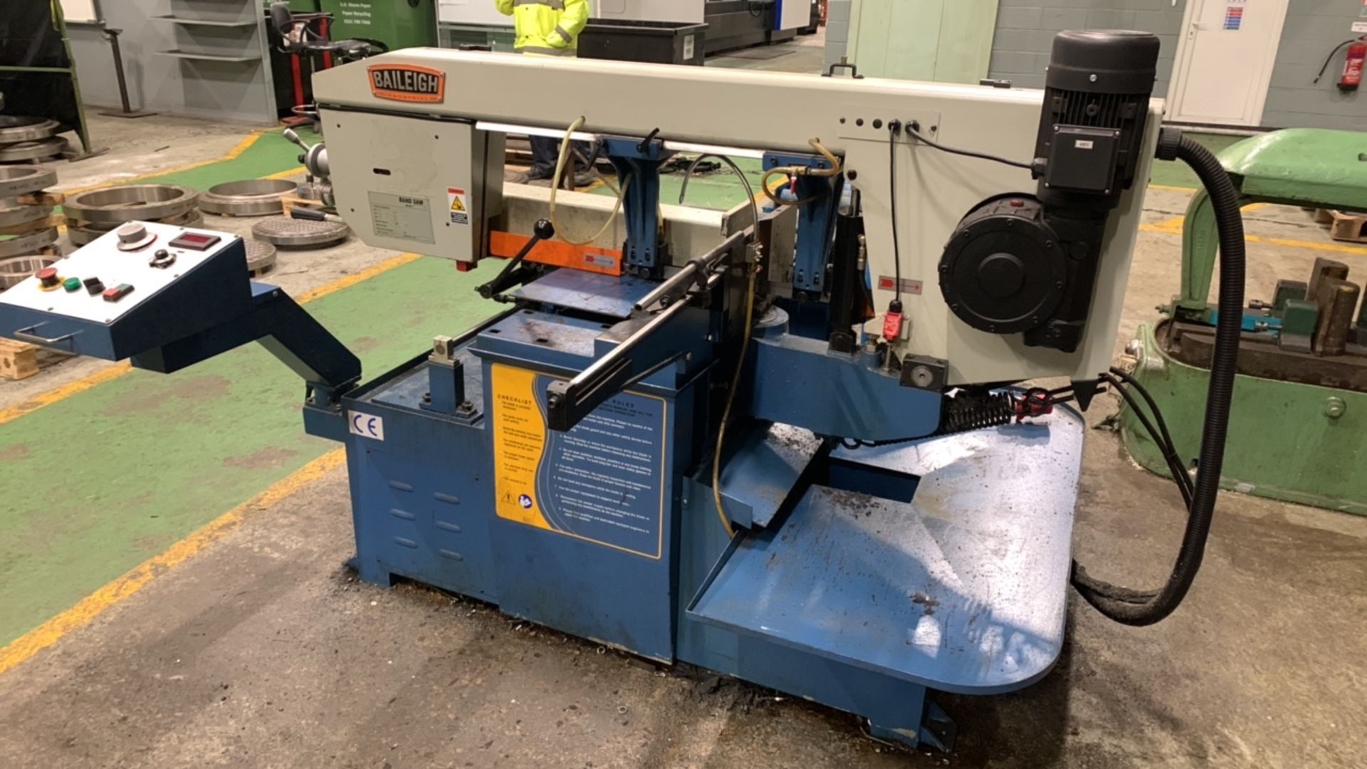 Baileigh Mitring Model BS-20M-DM Horizontal Bandsaw with Gravity Roller Outfeed Conveyor, Serial No.