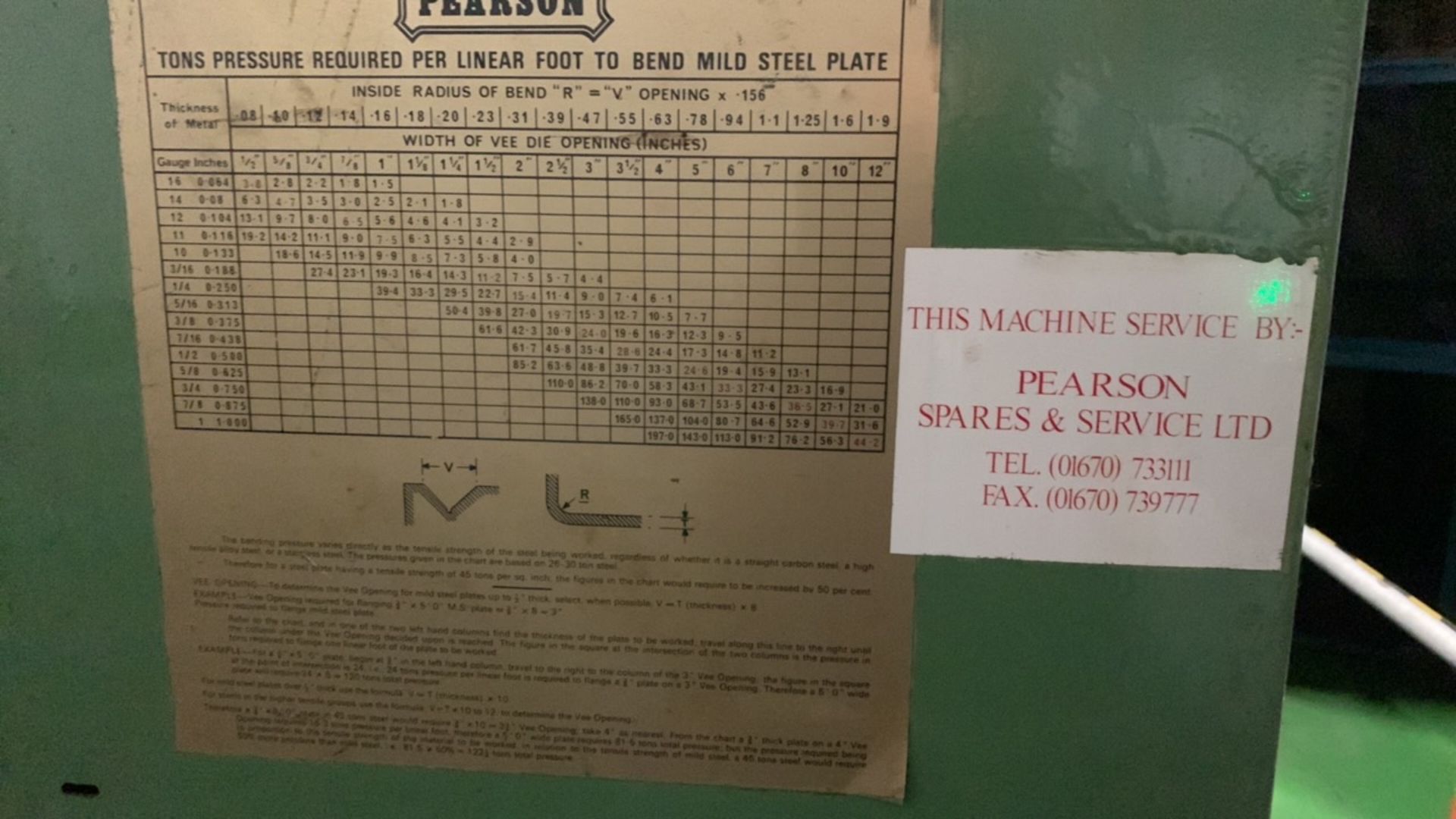 Pearson 12ft 3In x 155 Tonne Pressbrake, Serial No.5921-3 with Control Panel, Sick c4000 Light Guard - Image 7 of 10