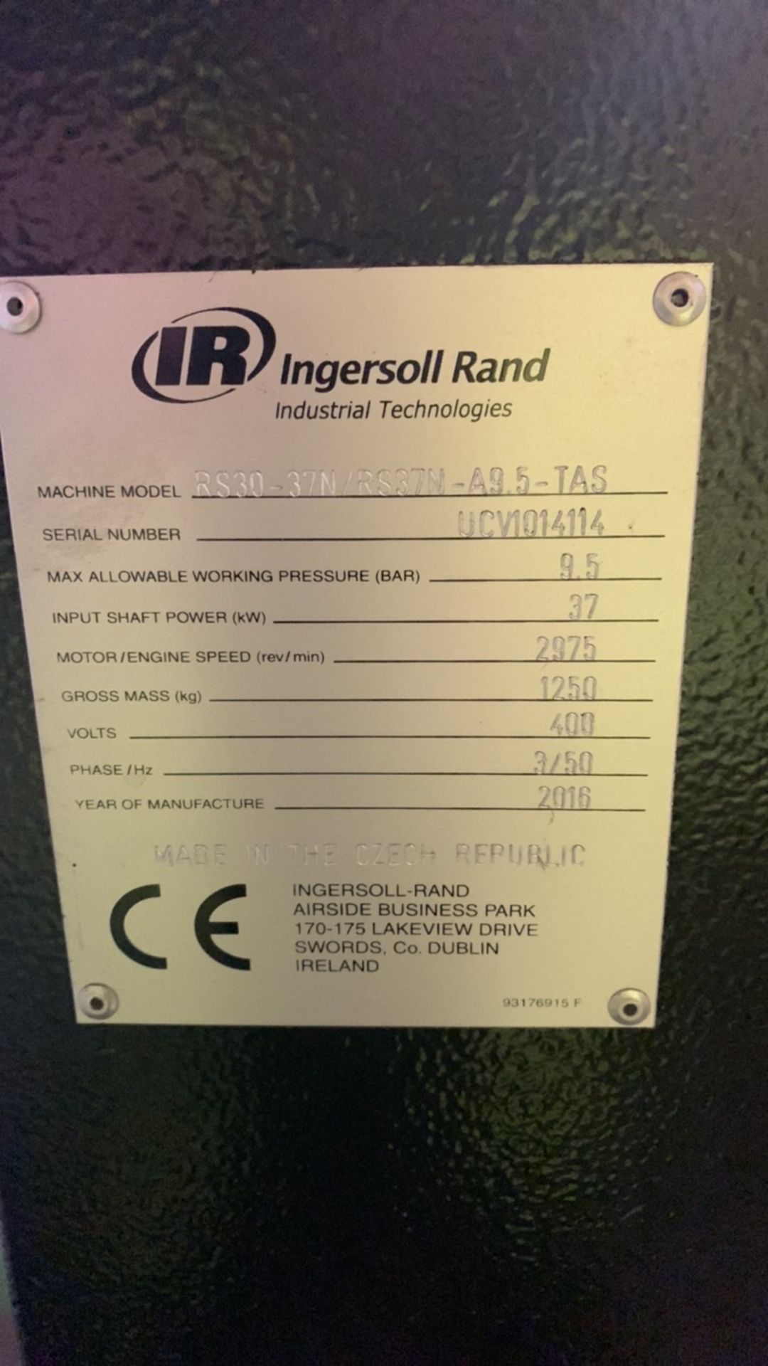 Ingersoll Rand RS30-37N/RS37N-A9 5-TAS 9.5 Bar Screw Compressor (2016) - Image 4 of 4