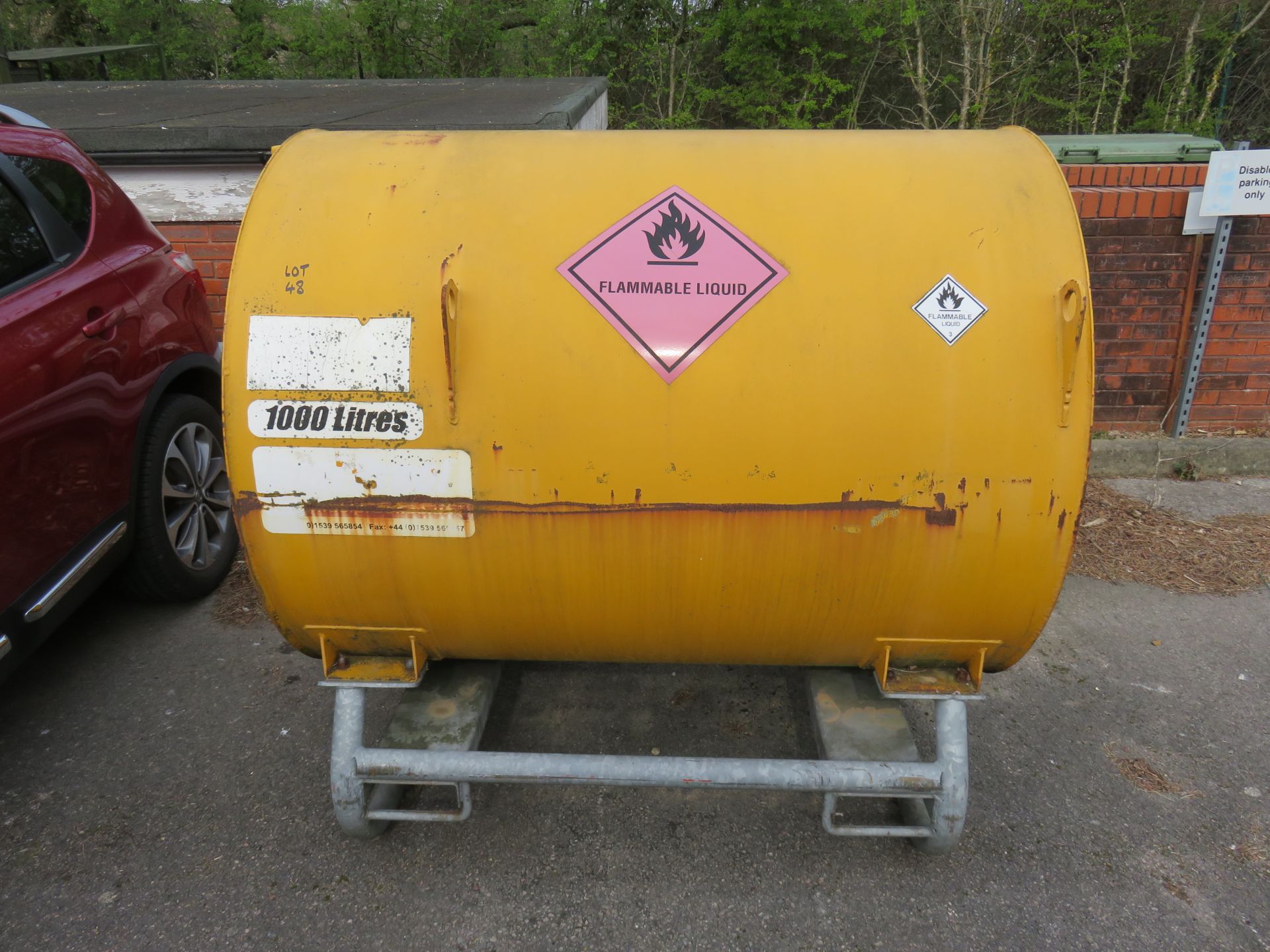 Welded Mild Steel 1000 Litre Bowser with Fork Lift Truck Lifting Frame Fuel Nozzle and Pipework, Ser