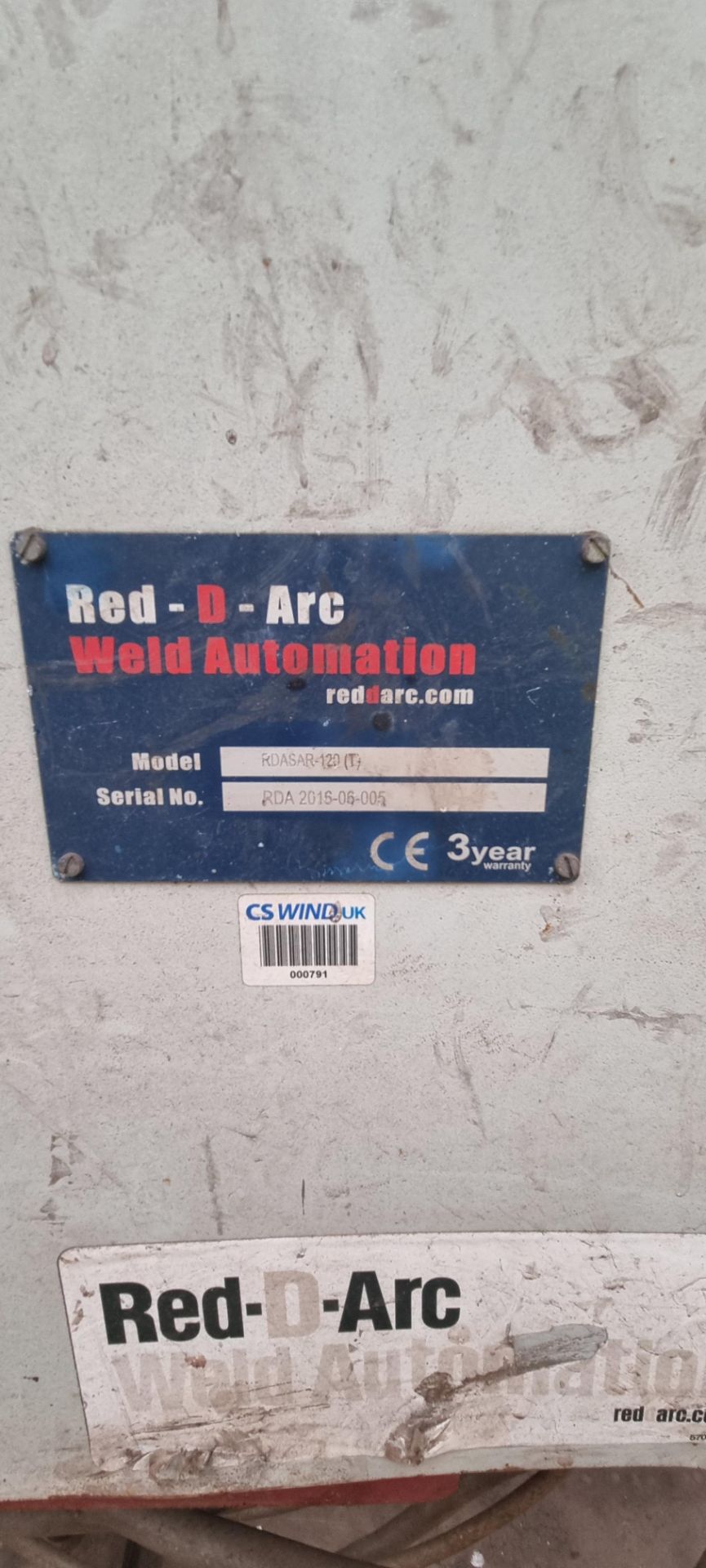 Red-D-Arc RDASAR-120T Powered Rotator with Idler. Serial number RDA 2016-06-005 - Image 5 of 9