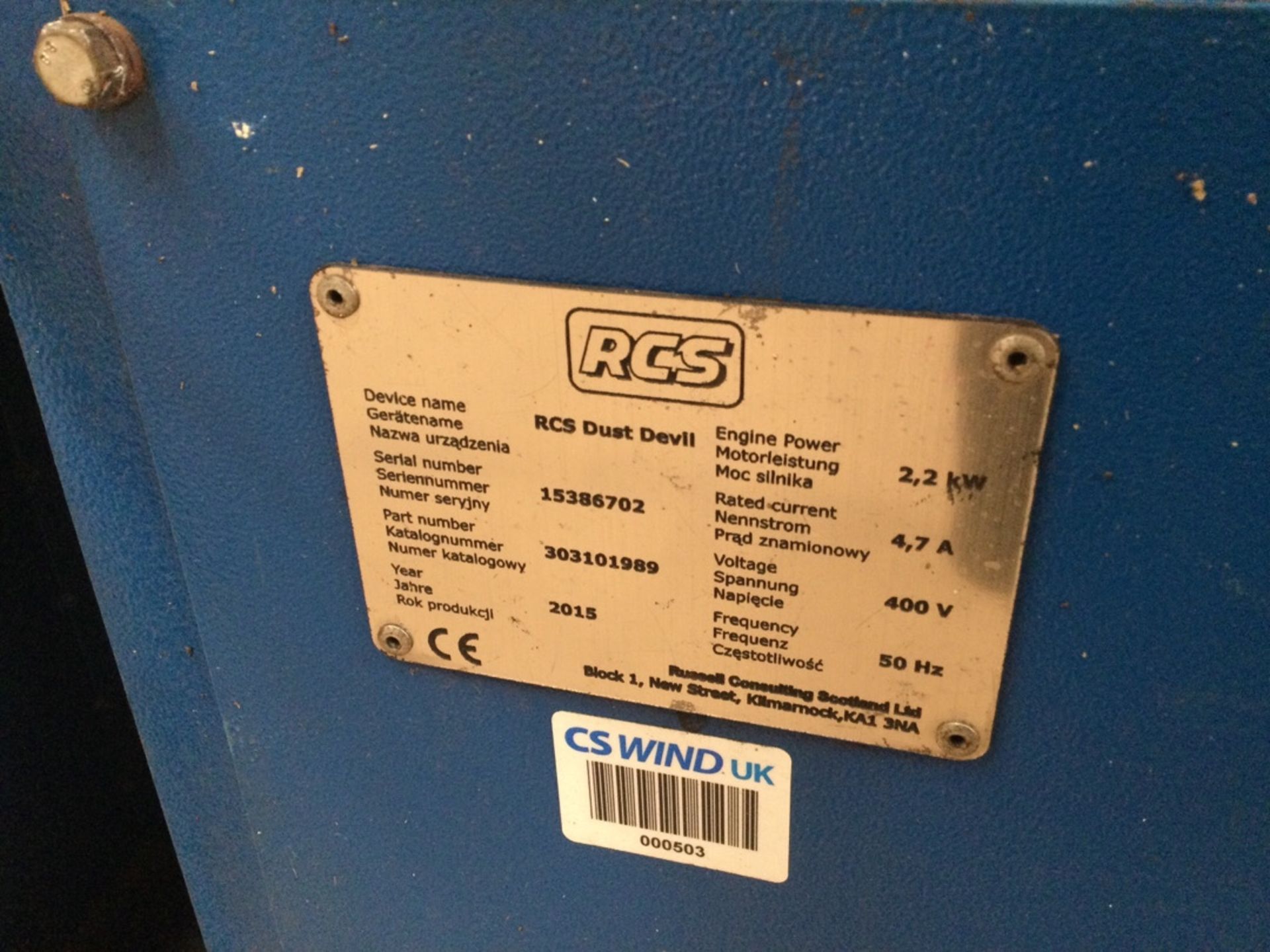 RCS Dust Devil 2.2 Kw Portable Fume Extractor (2015) - Image 3 of 3