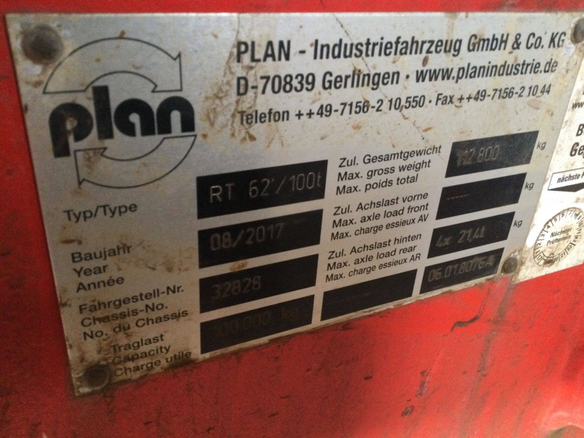 PLAN RT 62/100t Transportation Trailer of 100 Tonnes Capacity. New 2017 - Image 2 of 5