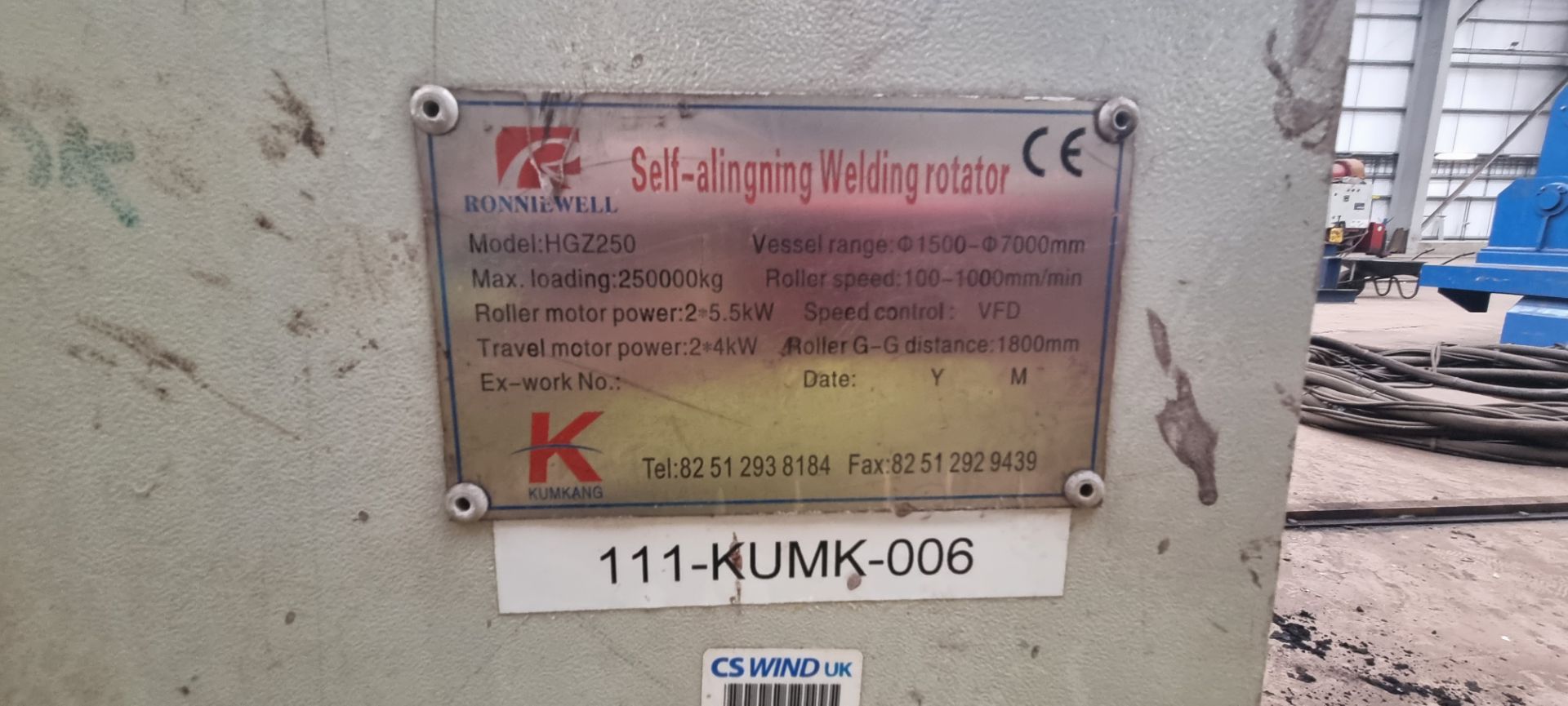 Kumkang Fit Up Bed 2 comprising: Kumkang Powered Rotator (111-Kumk - 006) ; Kumkang Rotator Idler (1 - Image 15 of 17