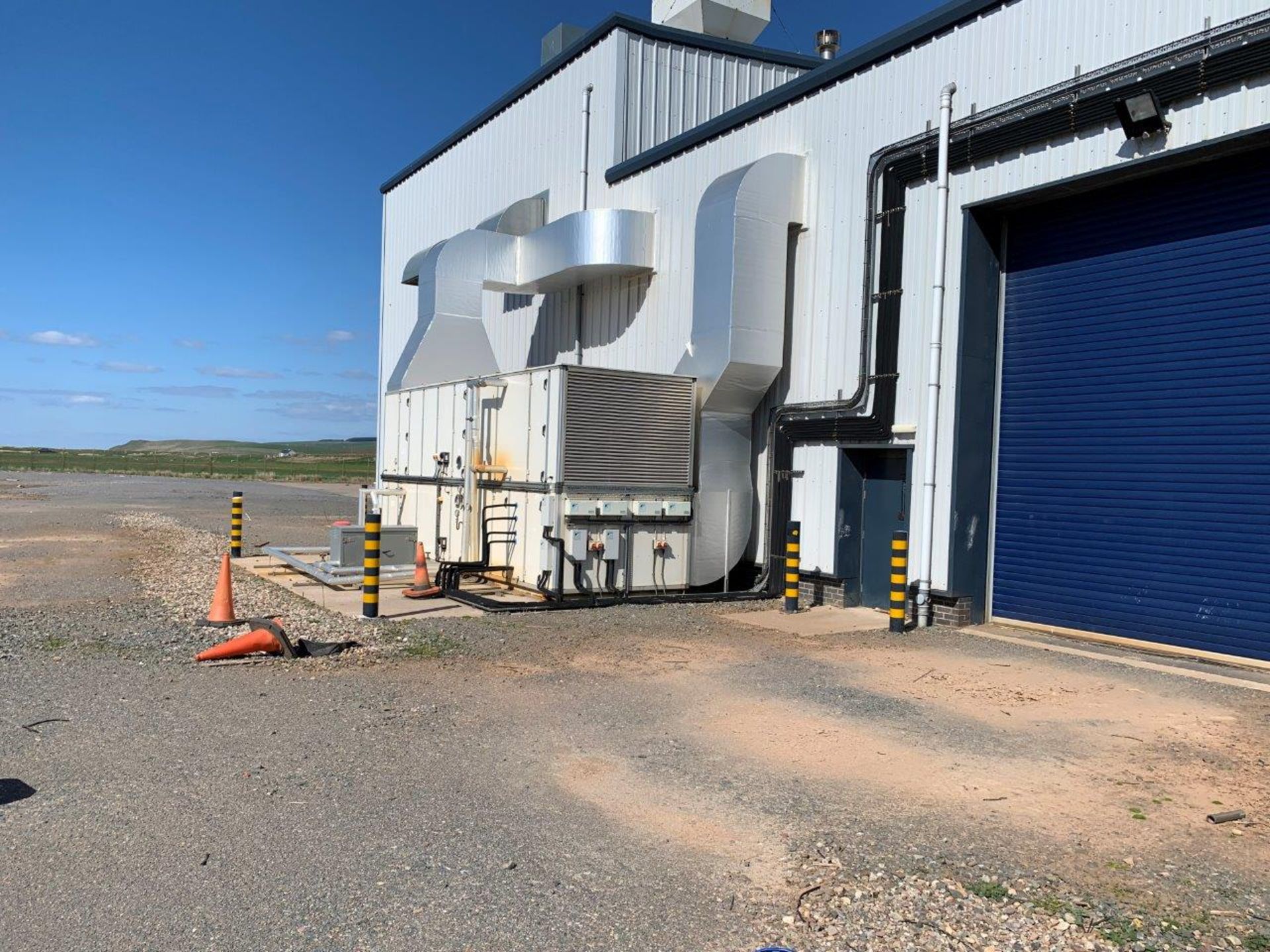 Self contained Spray Booth/Building with Extraction Plant. c.45 x 8 x 10m. With Roller Shutters Each