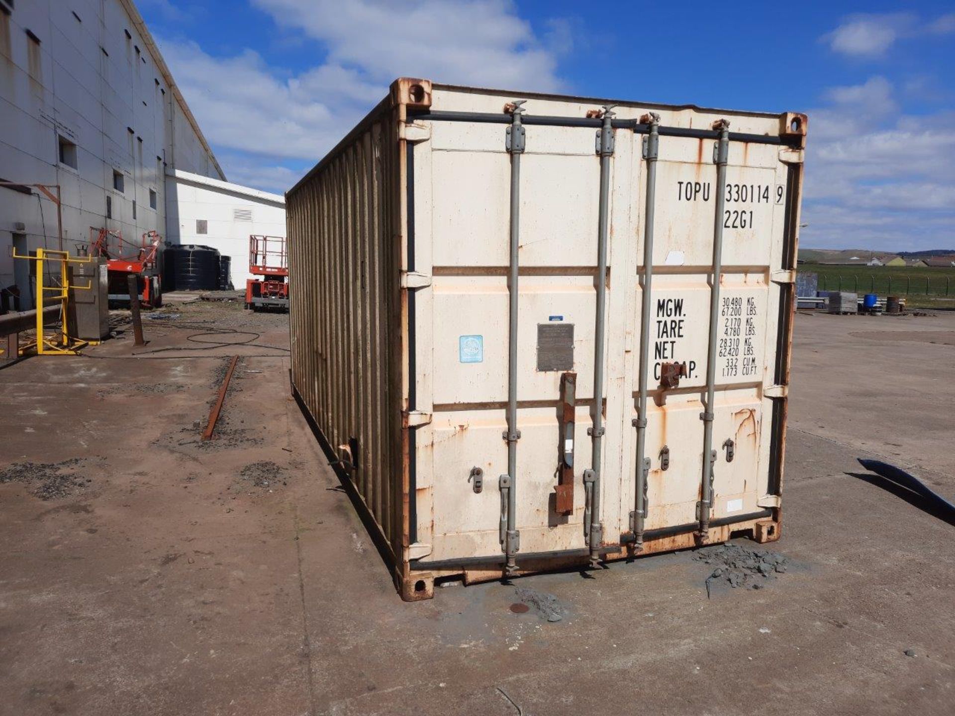 20ft White Shipping Container Type AIS-DSC-22-18 Man. No. AST- 043616 Year 2007