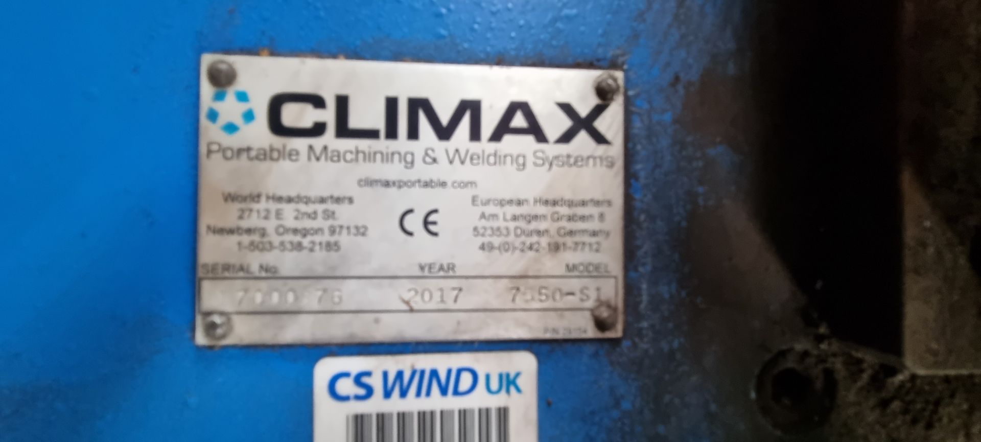 Climax 7550-51 Portable Circular Milling Machine. Serial number 1700876 (2017) - Image 7 of 8