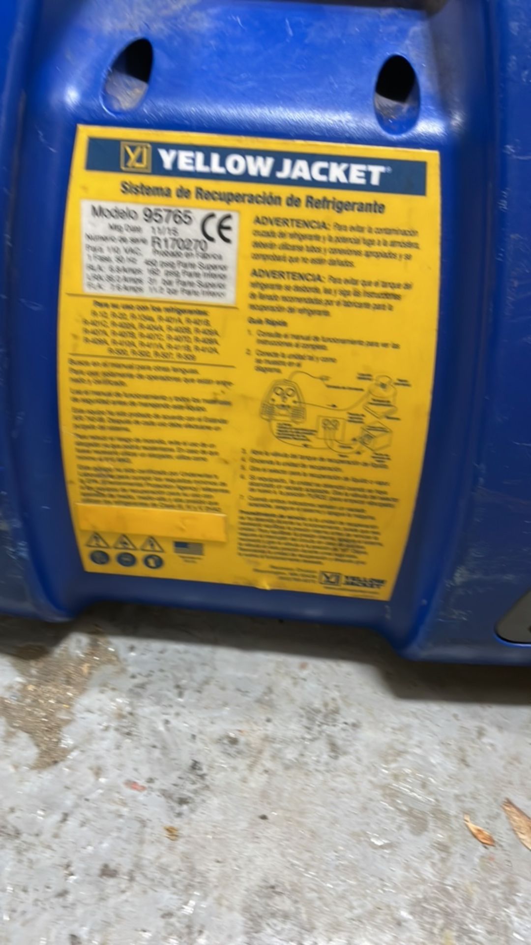 Yellow Jacket RecoverXLT Refrigerant Recovery Unit - Image 6 of 8