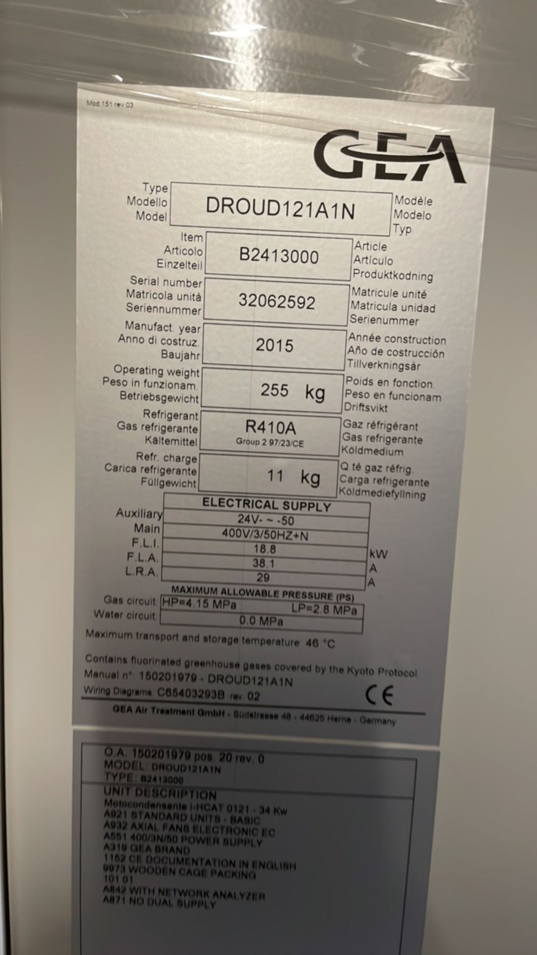 GEA Droud121A1N Air Condensing Unit With HVAC unit - Image 4 of 5