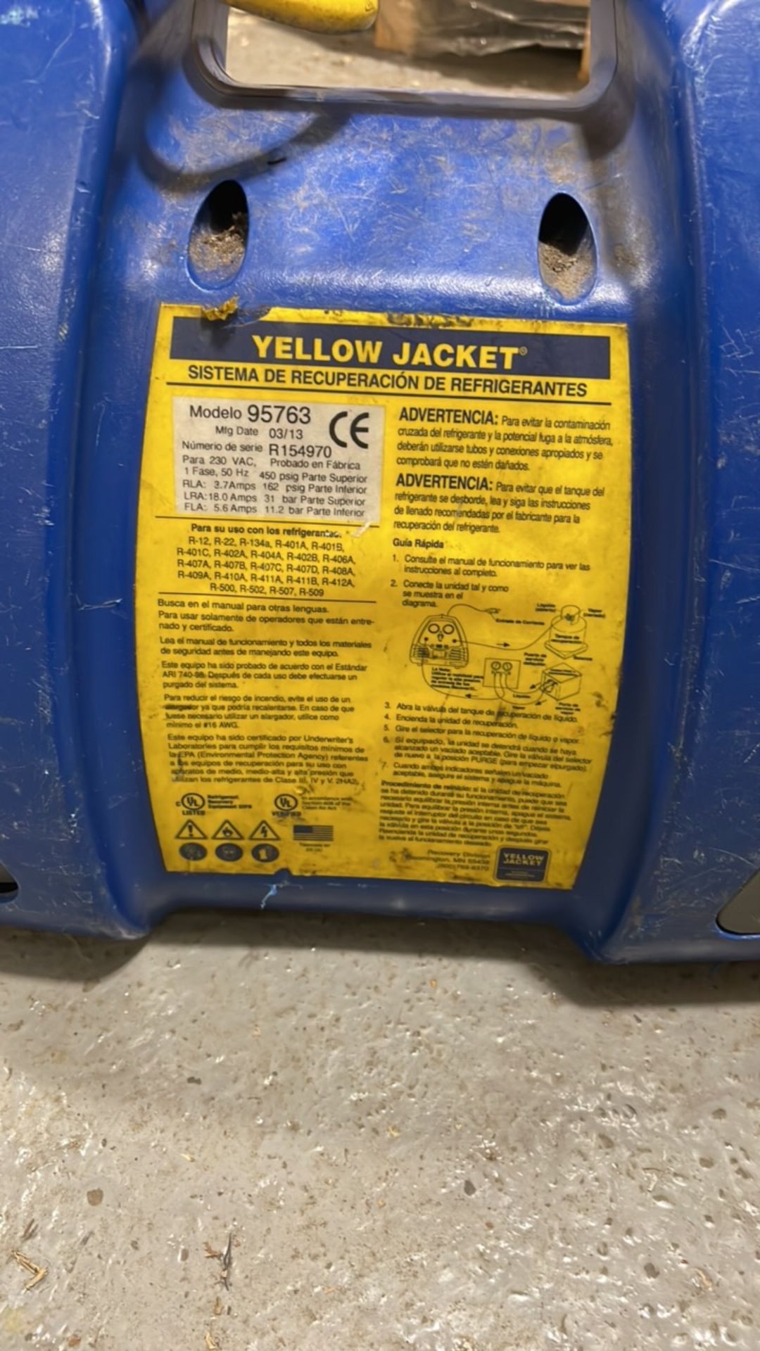 Yellow Jacket RecoverXLT Refrigerant Recovery Unit - Image 5 of 8