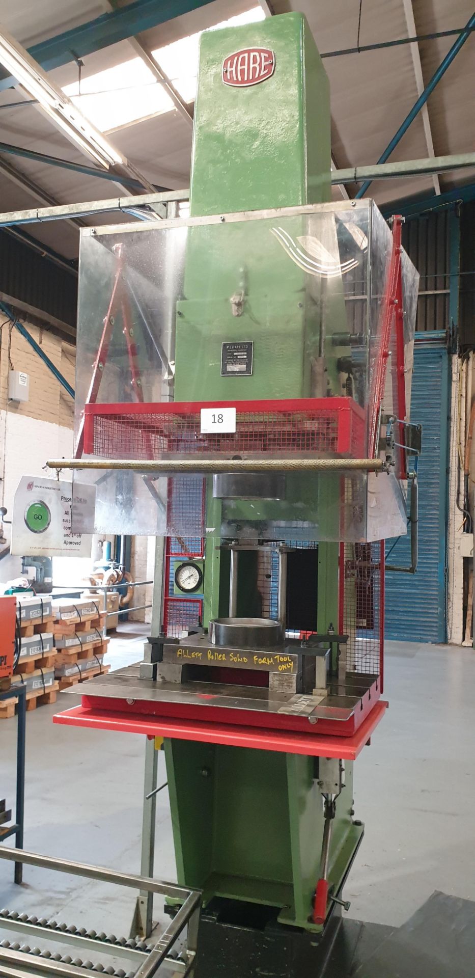 P J Hare NSFT, High Speed 15-Ton Rated Hydraulic Power Press With Safety Guards , Serial Number: FT9
