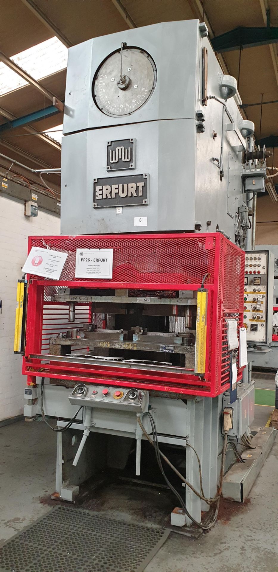 Erfurt PEE111 160, Single Column 160-Tonne Rated Eccentric Power Press, Table Size 1200 X 750mm, Wit
