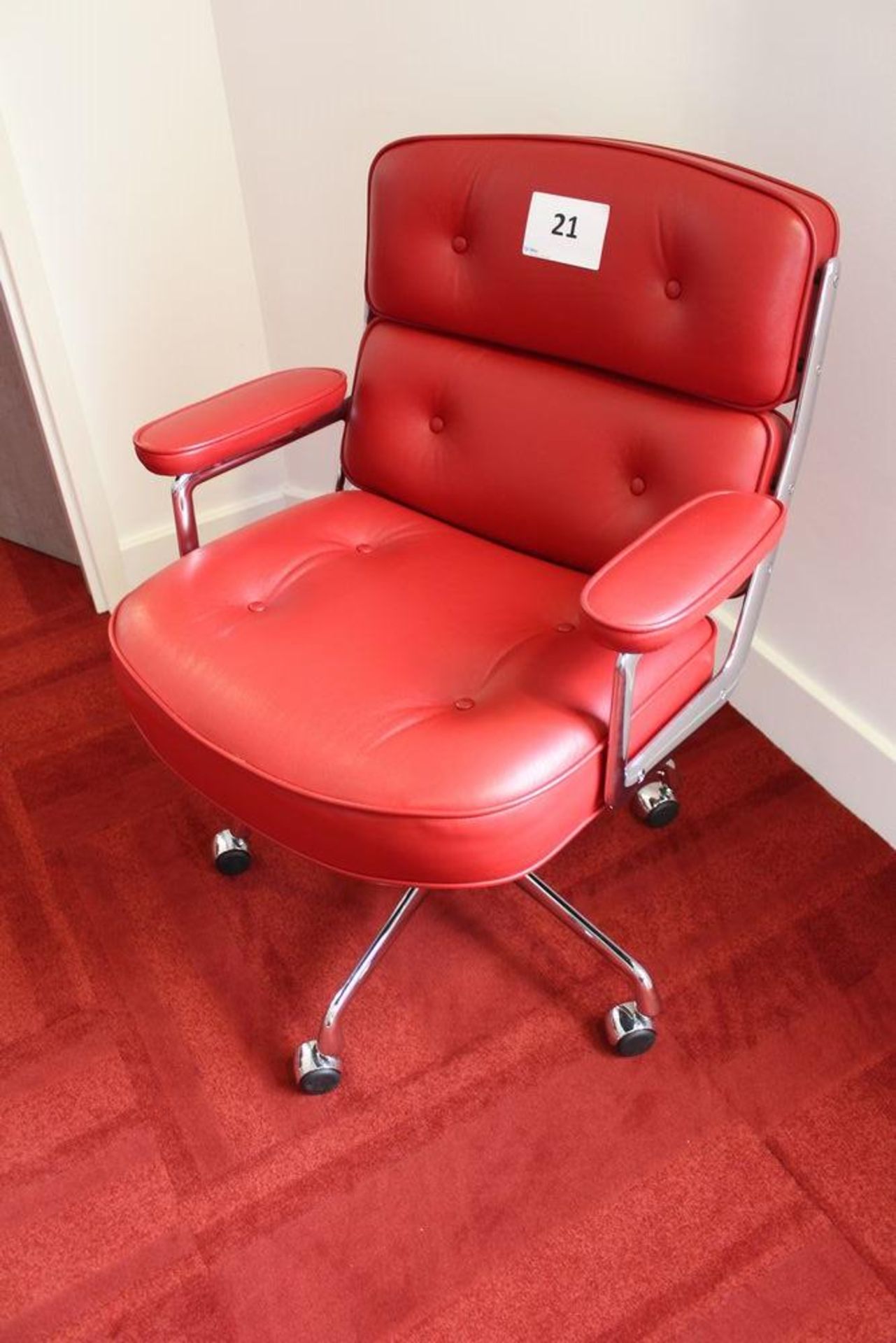 Vitra Eames Red Leather Lobby Chair