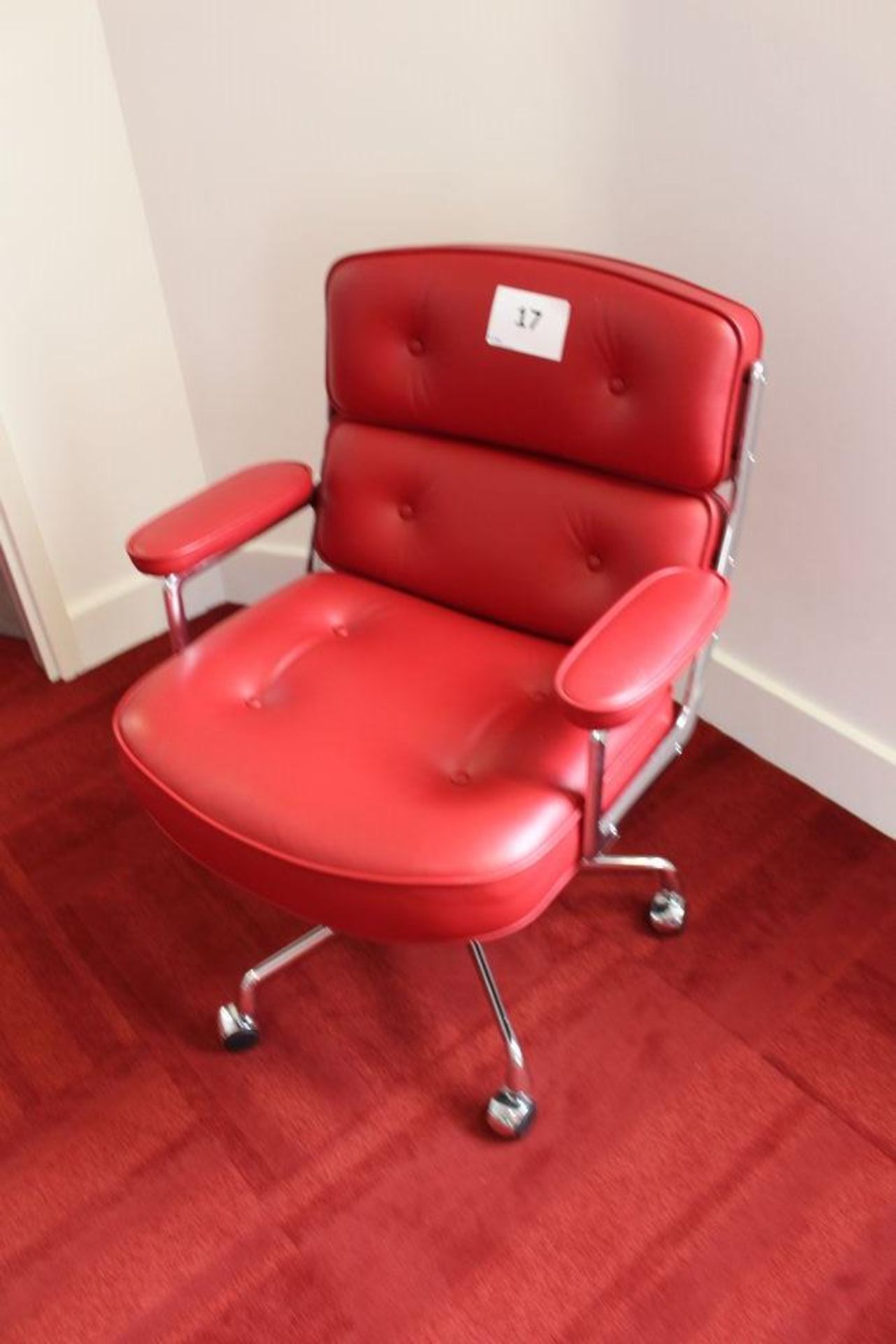 Vitra Eames Red Leather Lobby Chair