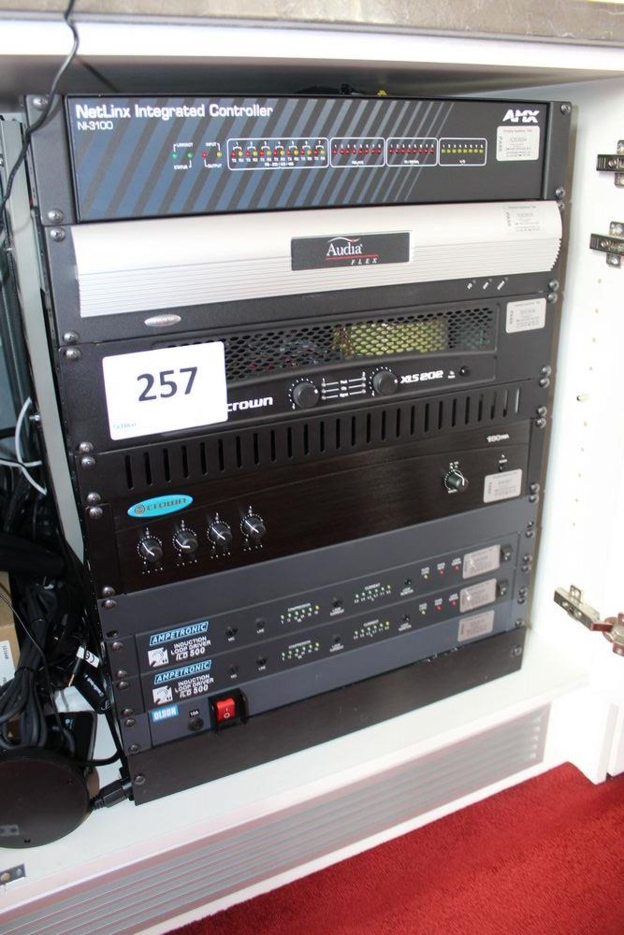 AV Racks Comprising of: AMX NI 3100 Netlinx Integrated Controller with Touch Screen Remote, Audiofle - Image 2 of 4