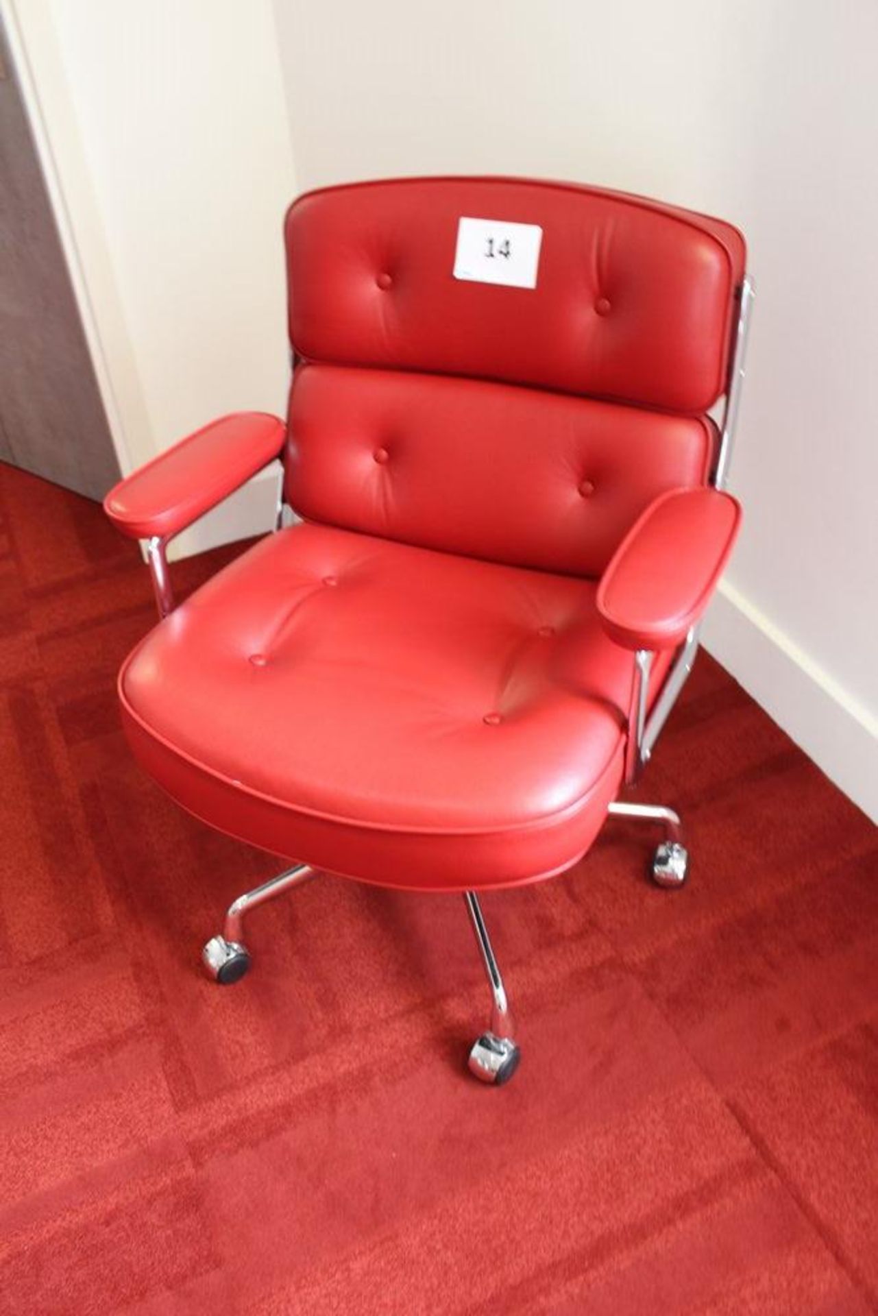 Vitra Eames Red Leather Lobby Chair