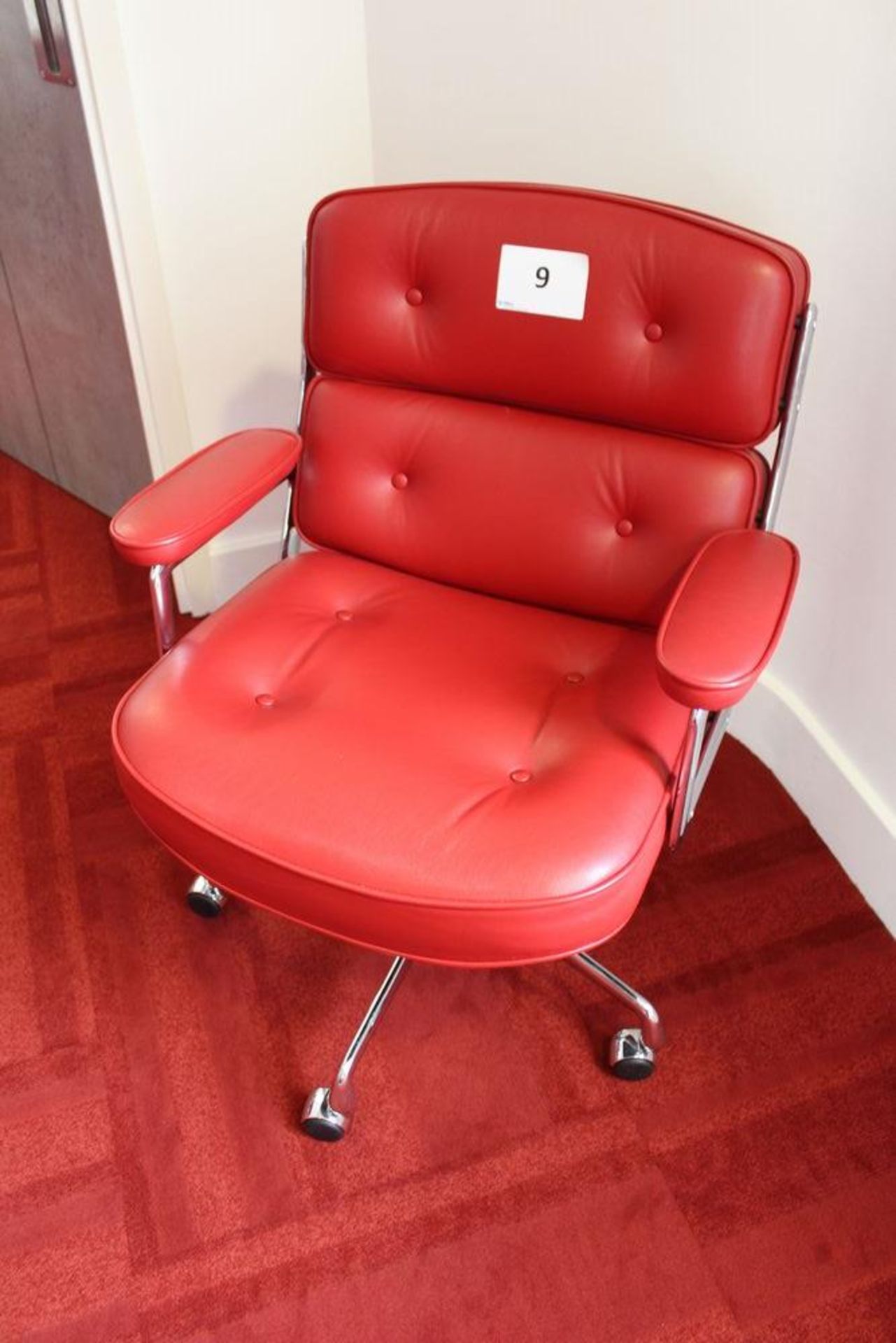 Vitra Eames Red Leather Lobby Chair