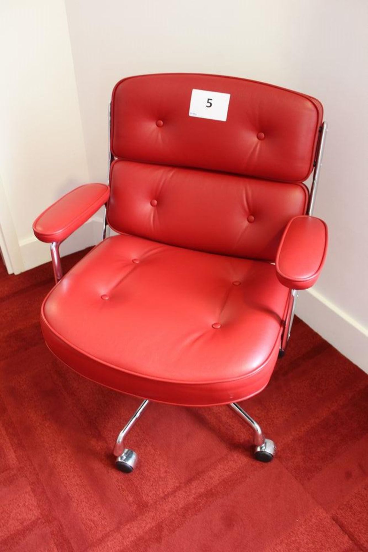 Vitra Eames Red Leather Lobby Chair