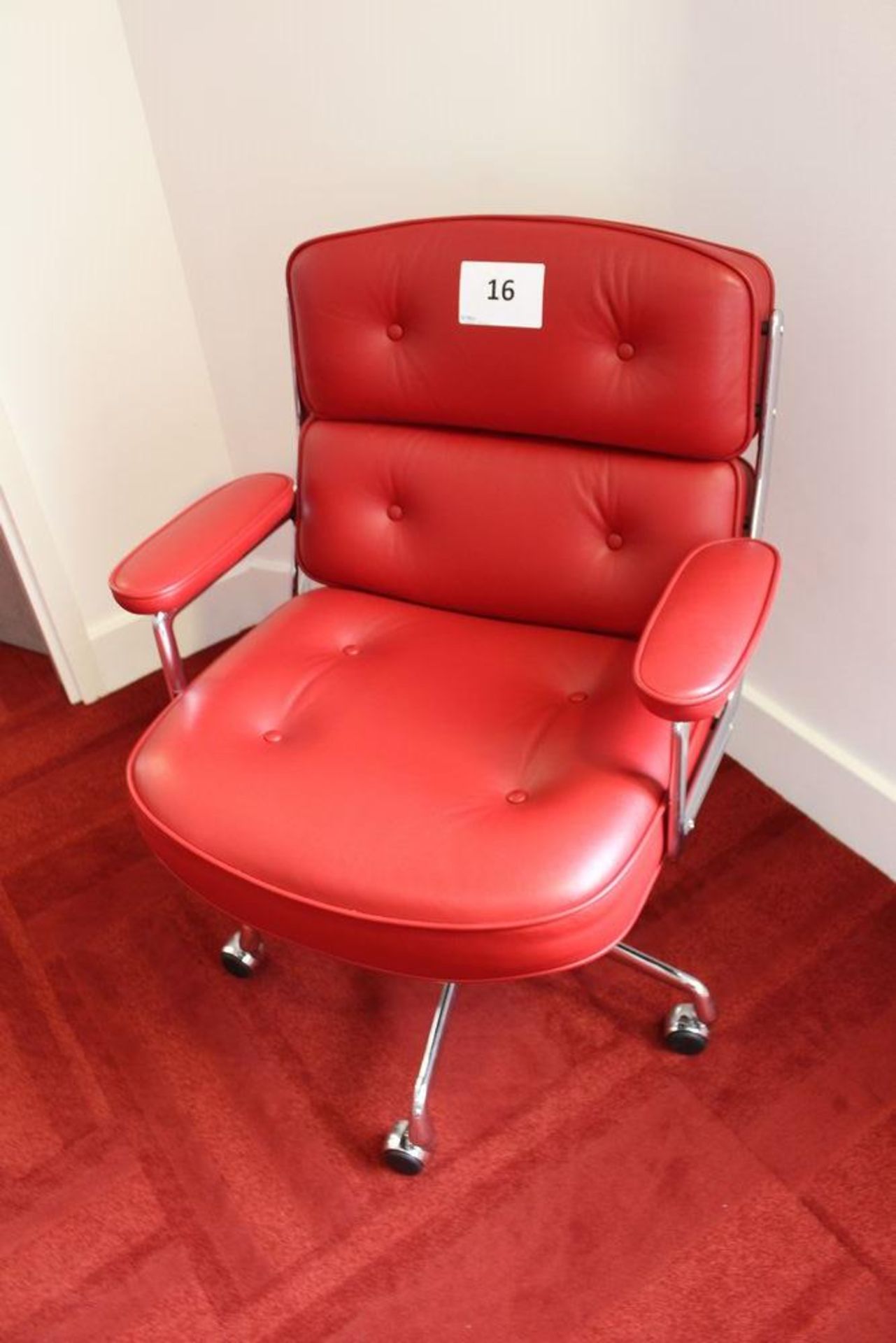 Vitra Eames Red Leather Lobby Chair