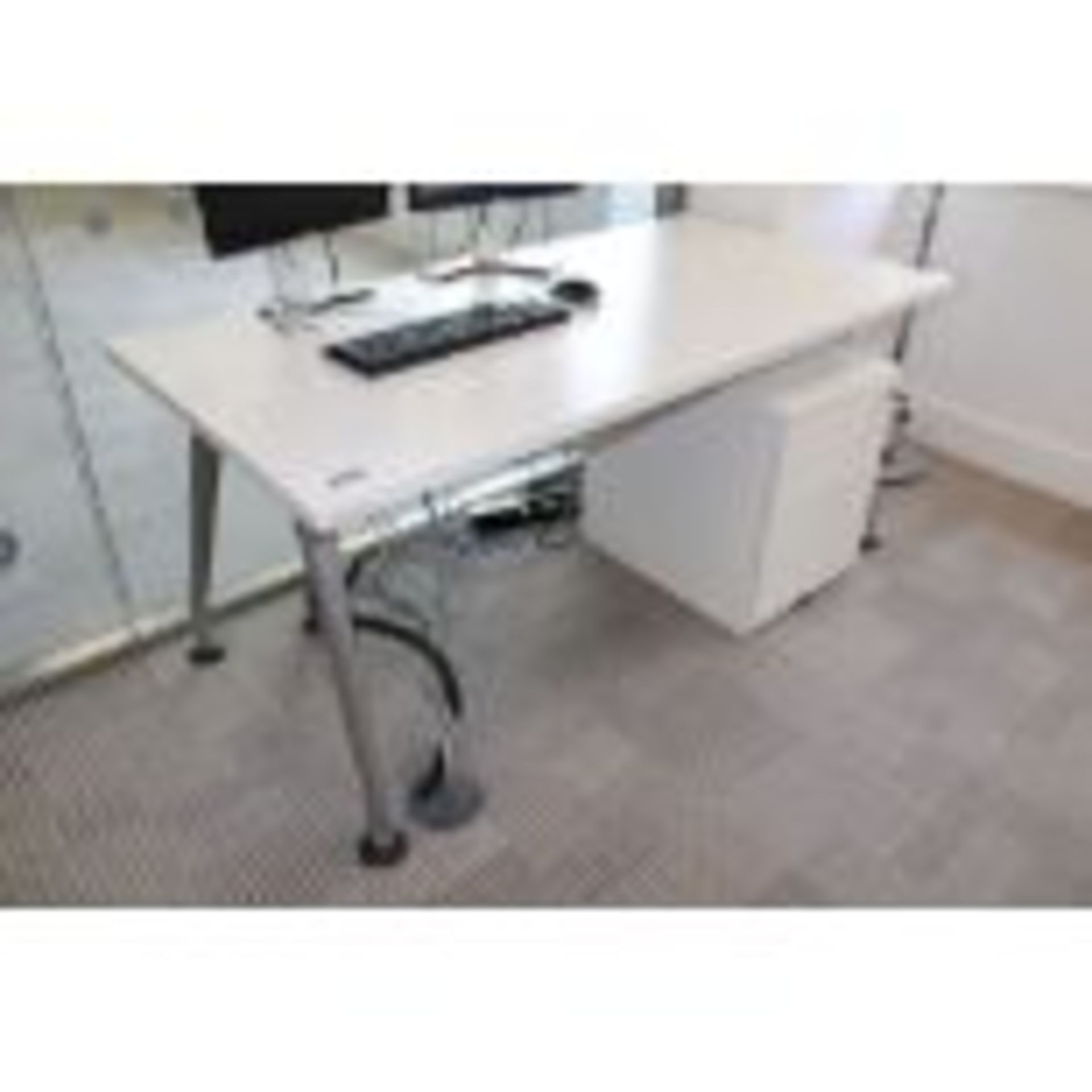 Knoll Scope White Melamine Desk with Matching 3 Drawer Pedestal 1600mm W X 800mm D