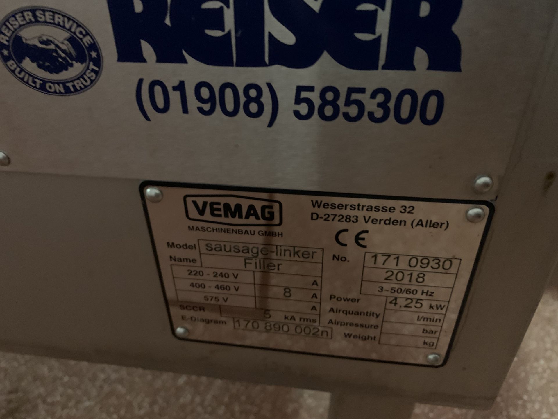 Vemag Lucky Sausage Linker, Serial Number: 171-0930 (2018) - Image 4 of 5