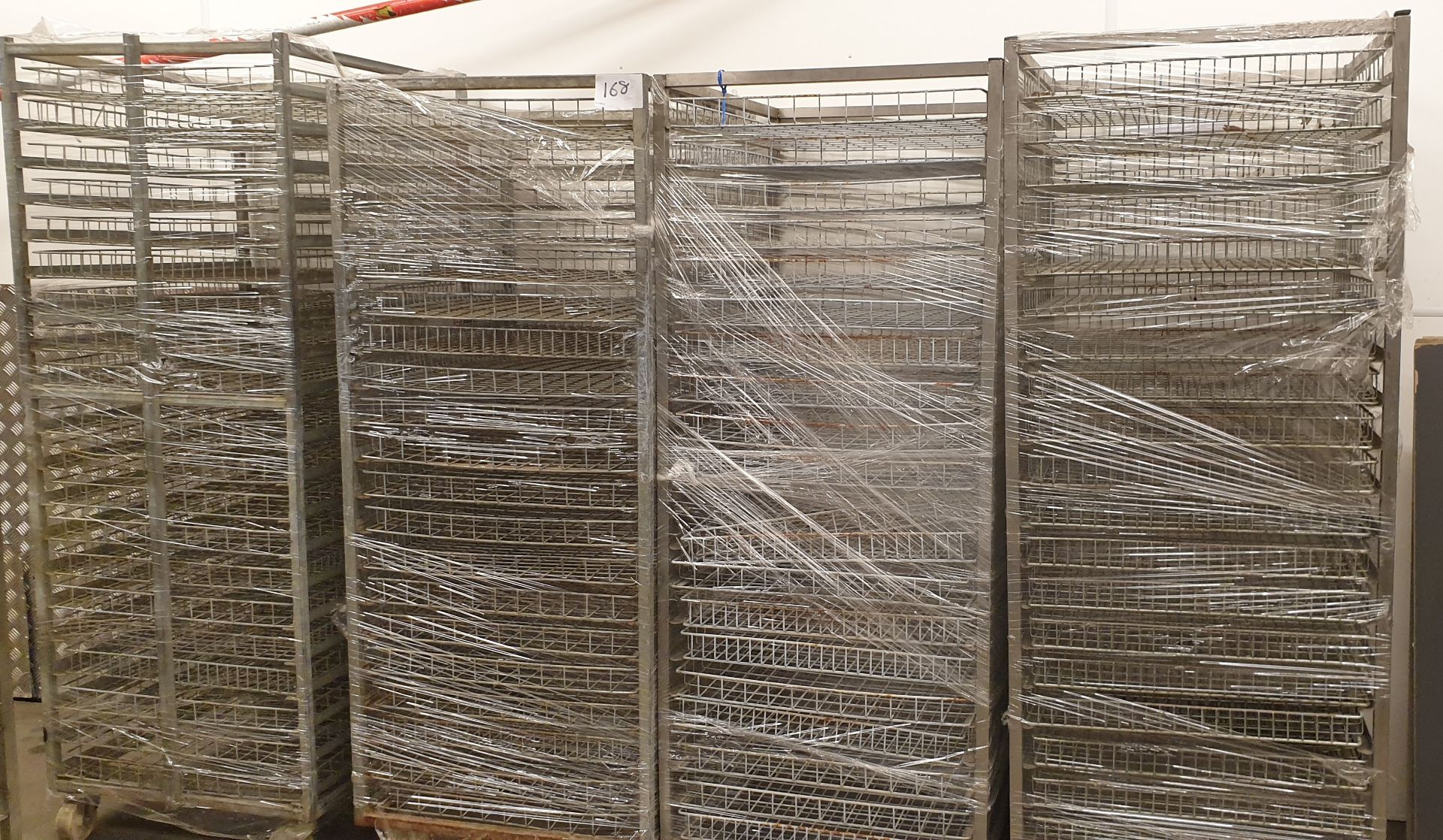 4 x Stainless Steel Mobile Tray Racking Units