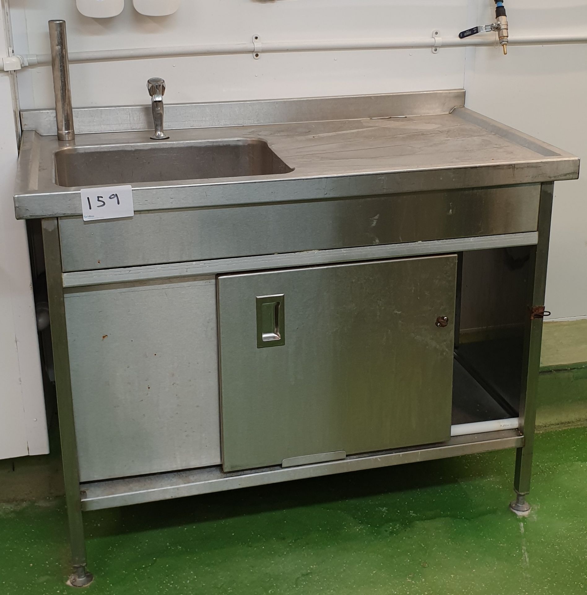 Stainless Steel 2 Sliding Door cupboard complete with single sink unit, 1.20m(l) x 0.65m(w) x 0.89m( - Image 2 of 2