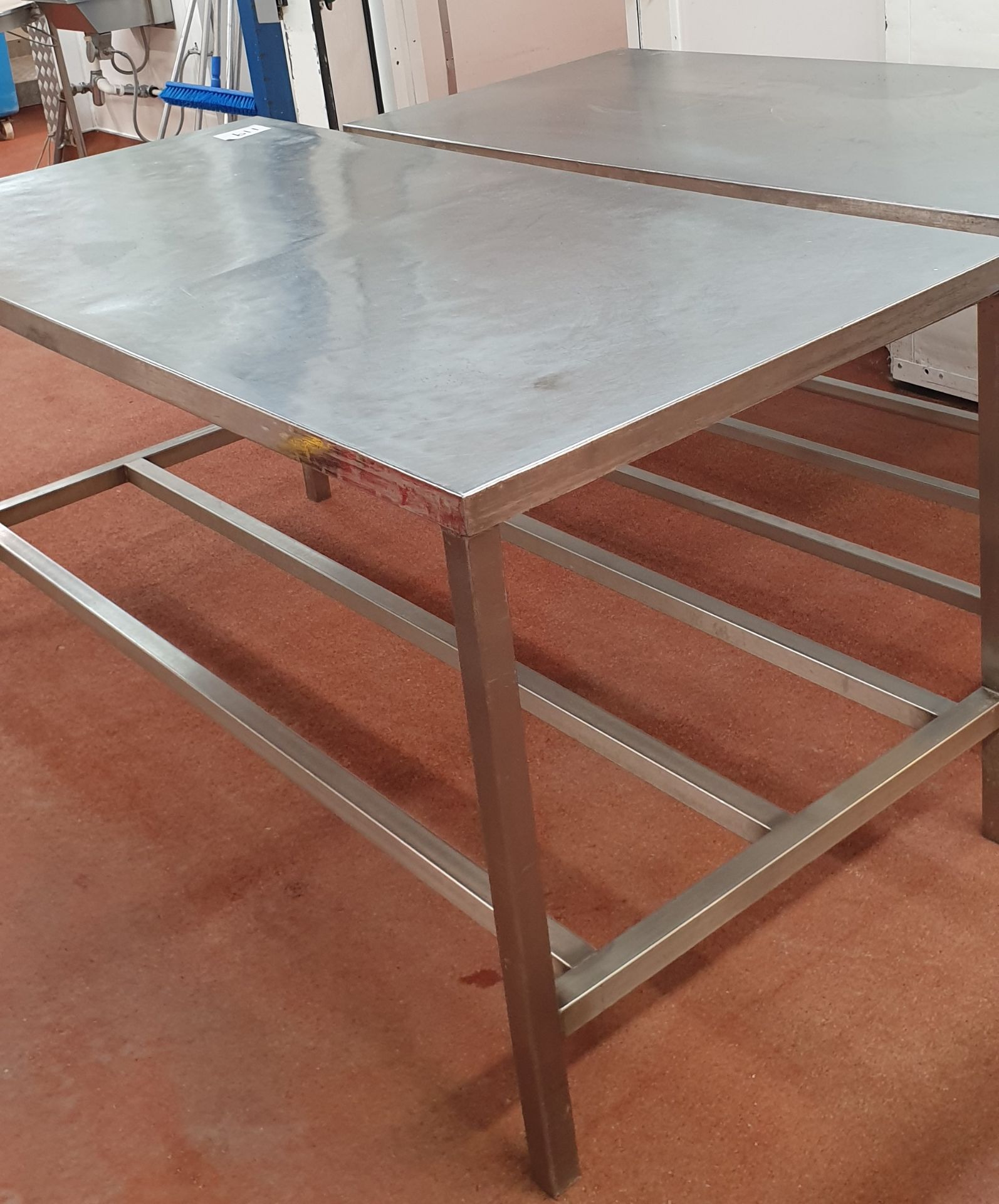 2 x Stainless Steel Prep Tables, 1.80m(l) x 0.86m(w) x 0.85m(h) and 1.52m(l) x 0.77m(w) x 0.84m(h) - Image 2 of 2