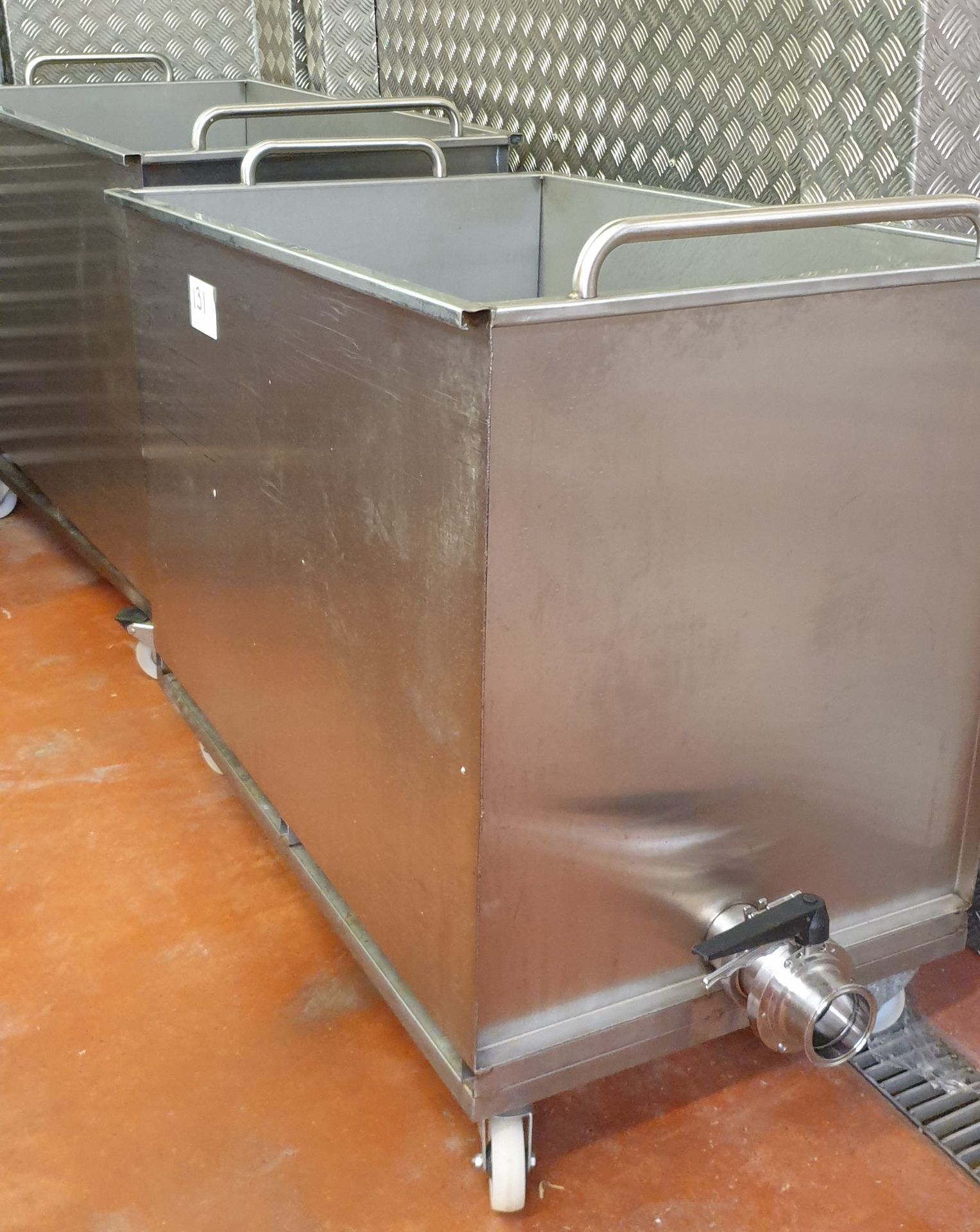 2 x Stainless Steel Wheeled Bins, 1.10m(l) x 0.71m(w) x 0.95m(h) - Image 2 of 2