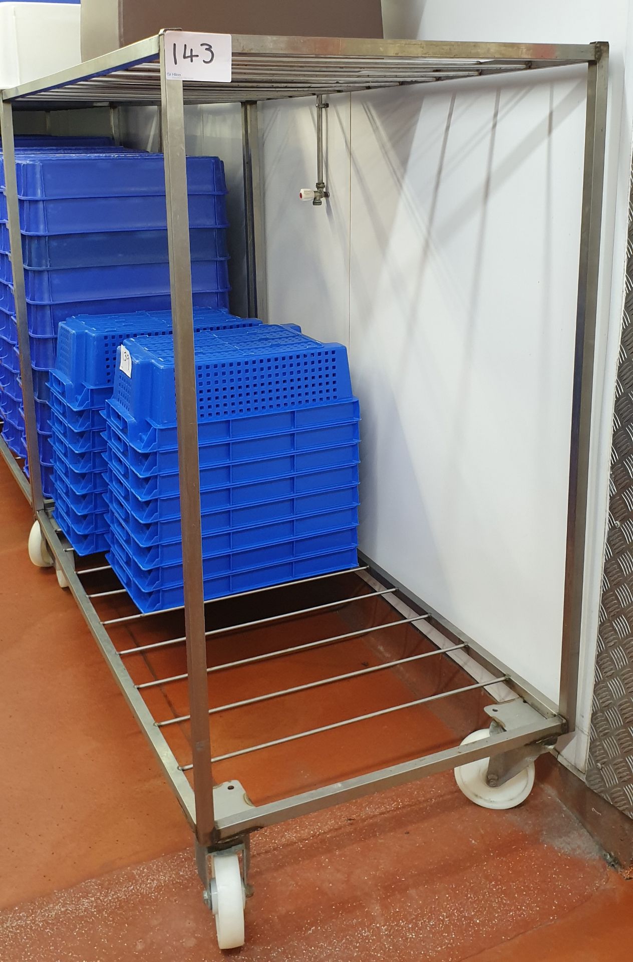 3 x Stainless Steel Tray Racking Units, 1.67m(l), 0.76m(w) x 1.47m(h), Plastic Bins Not Included,