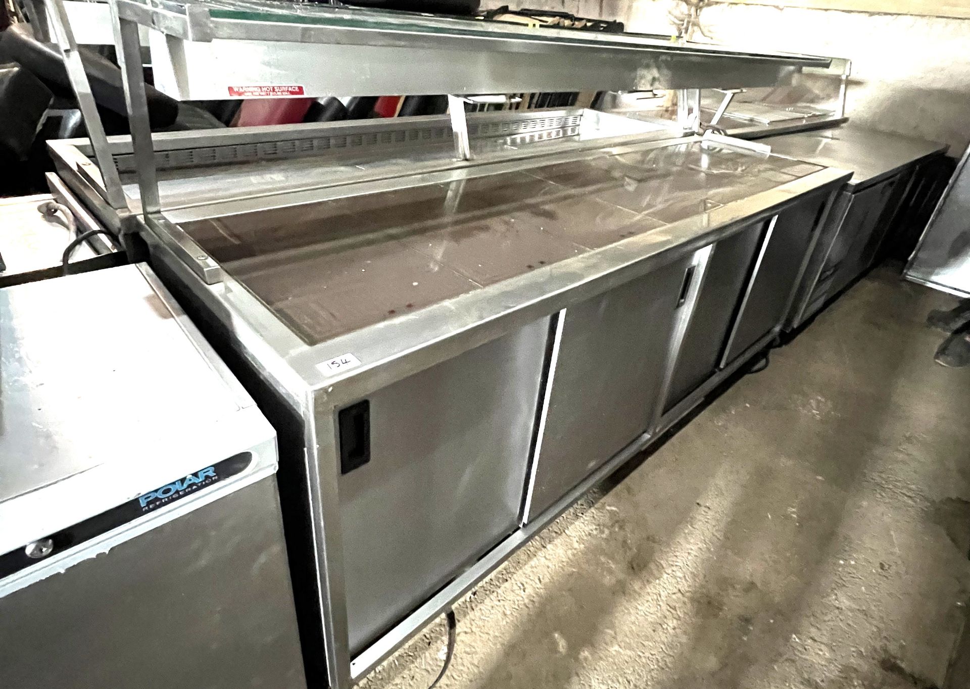 Heated servery unit with heated hot plates, heated cupboards and gantry, 2400 x 700mm deep - Image 2 of 2